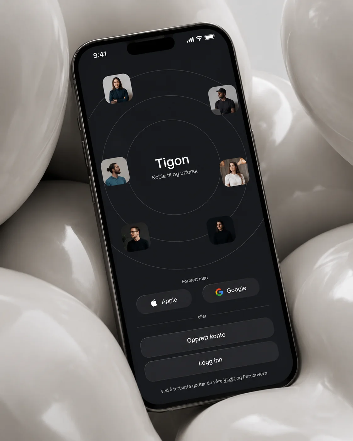Elegant Tigon-app presentert på en smarttelefon